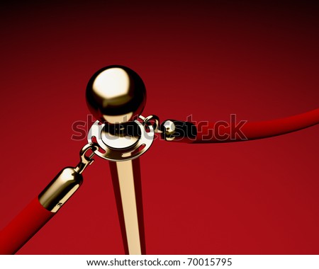 Closeup of single brass stanchion with velvet ropes.