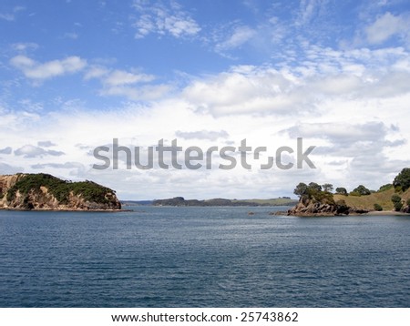 The gap between two islands, Bay of Islands, New Zealand