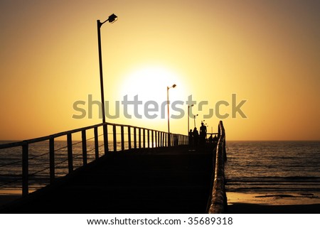 Larg\'s Bay Jetty in Silhouette as the Sun Sets. Adelaide, Australia