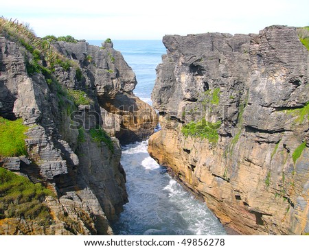 Pancake Rocks at Punakaiki, West Coast of South Island, New Zealand