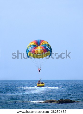 Rainbow Parasail launch from boat in Turkey