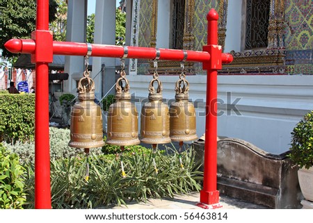 Bronze bells in Wat Arun in Bangkok, Thailand