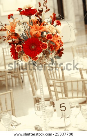 stock photo Floral Centerpiece at Wedding Reception
