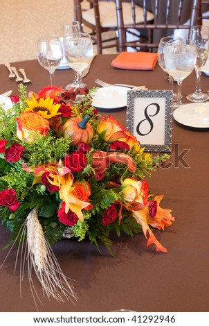 stock photo Fall Floral Centerpiece at Wedding or Event