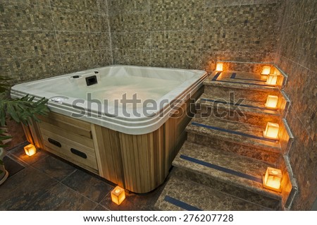 Closeup of a jacuzzi in private room of luxury health spa