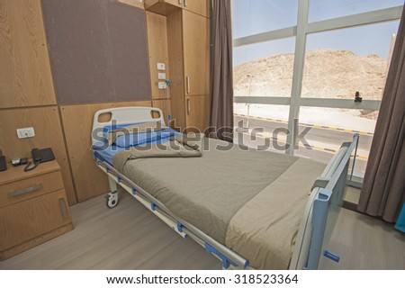 Hospital bed in a private hospital ward