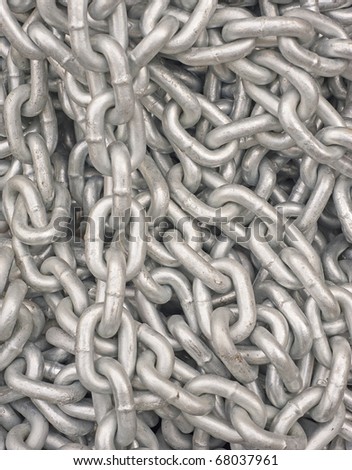 Large pile of steel chain linked together
