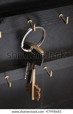 Iron keys hanging on  hook