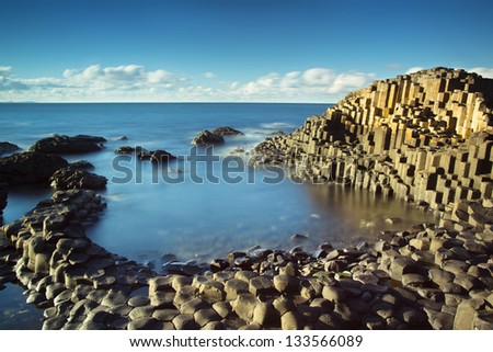 Beautiful Sunny Afternoon At The Famous Giant\'S Causeway On The Antrim Coast Of Northern Ireland