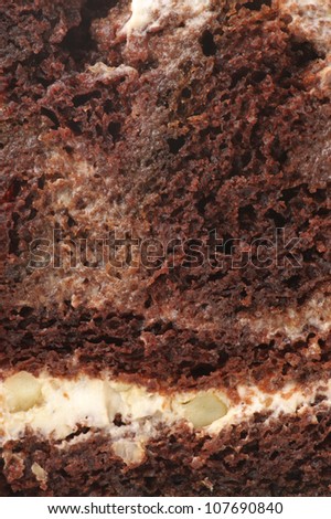 Close-up of chocolate cake. Full frame.