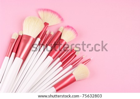 pink makeup brushes. white-pink make-up brushes