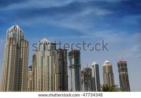 The new commercial district of Dubai, Jumeirah Lake Towers, opposite to Dubai Marina, An under construction view.