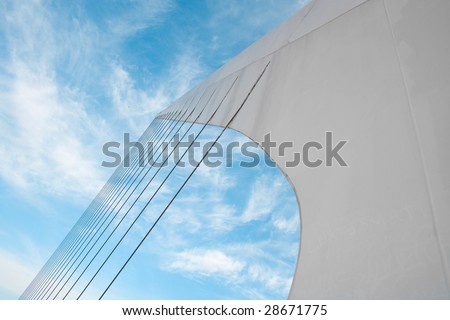Cables system of Puente De La Mujer (Bridge Of The Women) designed by Santiago Calatrava Buenos Aires Argentina