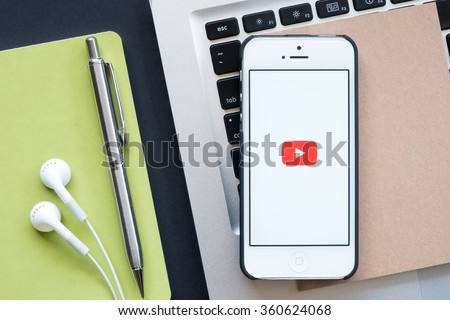 CHIANG MAI, THAILAND - JAN 09,2016: Youtube application on Apple iPhone. YouTube is a free video sharing application that anyone can watch.