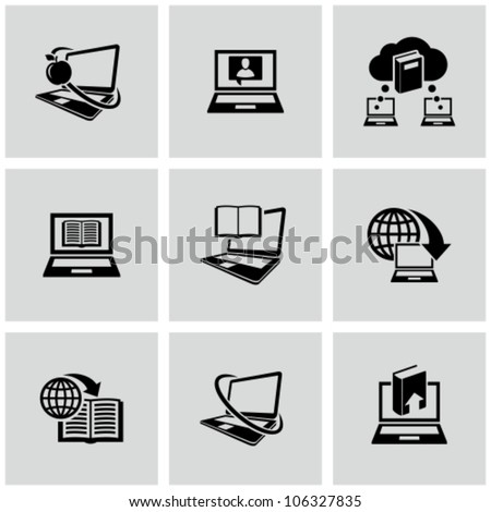 Education technology related icons set. Education online.