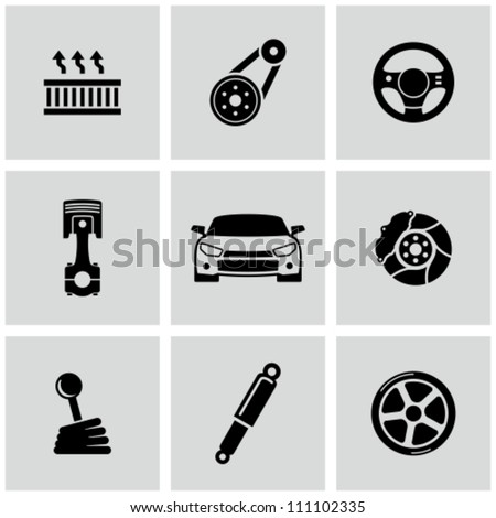 Stock Parts  Cars on Car Parts Icons Set Stock Vector 111102335   Shutterstock