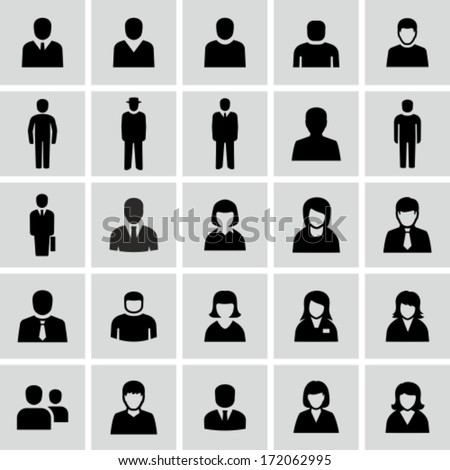 Vector Black And White People Icons