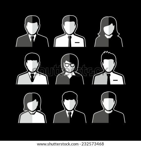 People Vector Avatar Flat Icons on black background