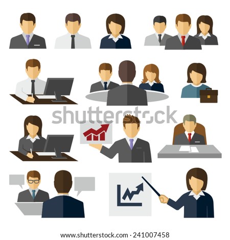 Business Office People Vector Flat Icons