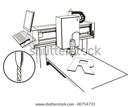 stock vector CNC millingengraving machine Vector illustration