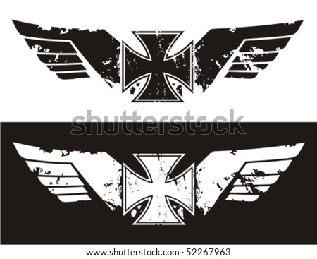 stock vector Choppers cross with wings Vector illustration