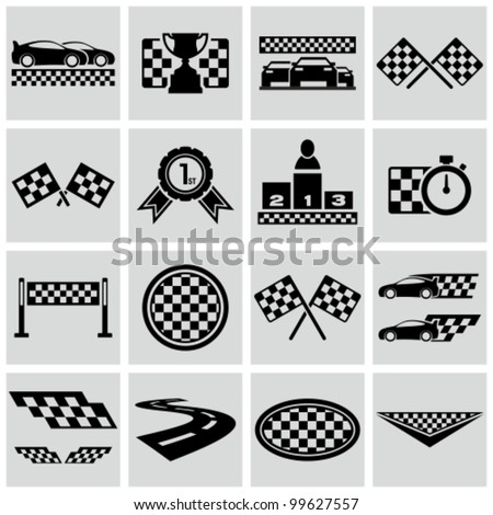 Auto Racing Pics on Racing And Speed Related Icons Set  Vector Racing Checkered Graphic