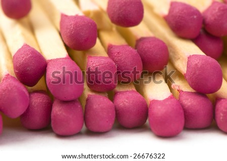 group of matches macro on white background