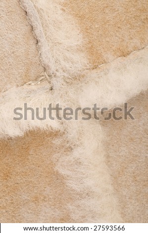 Tanning leather close-up with fur sheep
