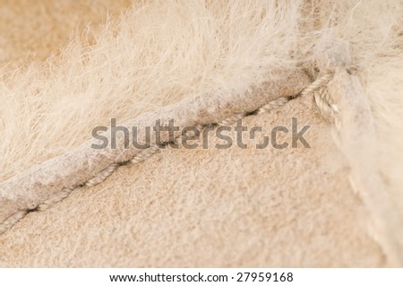 Tanning leather with fur sheep close-up