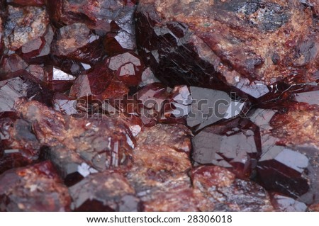 Druse of crystals garnet stone close-up