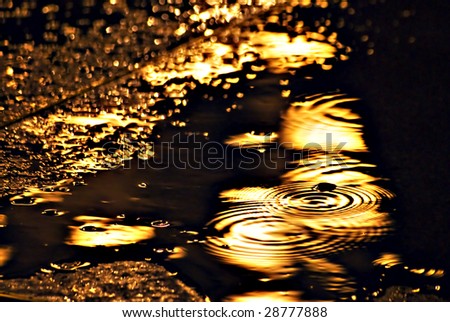 reflection of the electric light in the rain abstract background