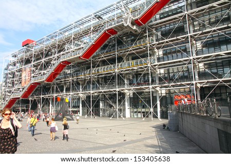 Paris, France-September, 10: Center Georges Pompidou. The Centre Was Built By Firm Gtm And Completed In 1977 On September 10, 2012 In Paris.Is The Third Most Visited Paris Attraction.