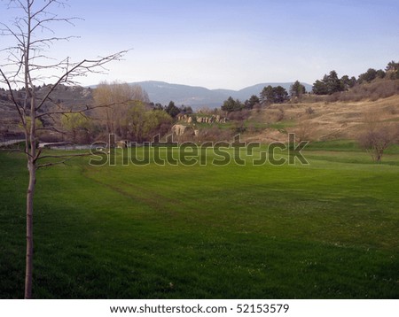 Golf course El Castillejo  Virgen de la Vega landscape Alcala de la Selva Teruel province Gudar mountains Spain