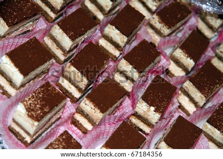 Portions of chocolate pastry