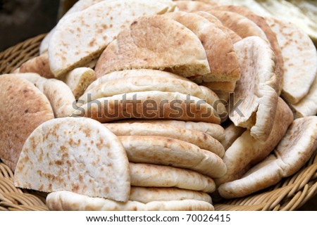Basket of pita bread from Israel