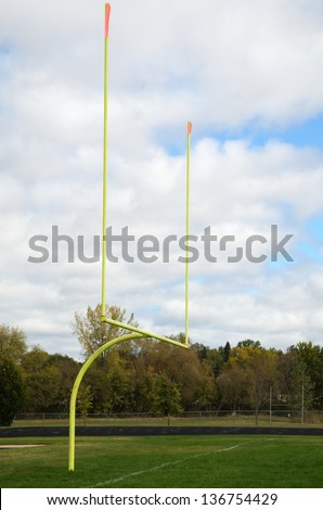 Yellow Goal Posts on American Football Field