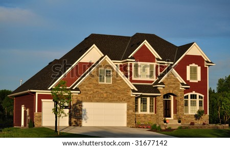 Luxury Two Story Suburban Executive Home, real estate, copy space