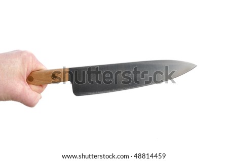 Stabbing with a Kitchen Knife Isolated on White