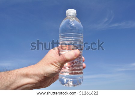 Hand Holding a Bottle of Water Isolated on White