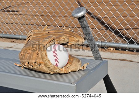 baseball bat and glove. stock photo : Baseball, Bat,