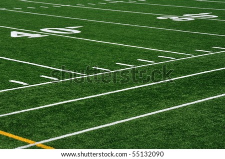 Forty Yard Line on American Football Field and Sideline