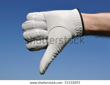 Golfer Wearing Golf Glove Giving Thumbs Down Sign