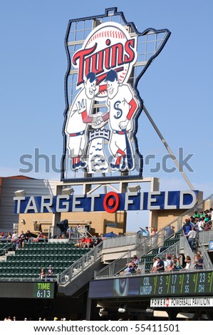 MINNEAPOLIS, MN - JUNE 15: View of Minnesota Twins Sign at Target Field before Major League Baseball game between the Colorado Rockies and the Minnesota Twins on June 15, 2010 in Minneapolis, MN