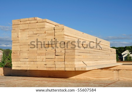 Close-up of Stacked Lumber for construction, background