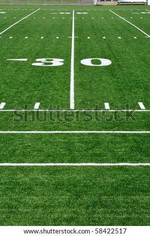 Football Field Goal Line. stock photo : 30 Yard Line on