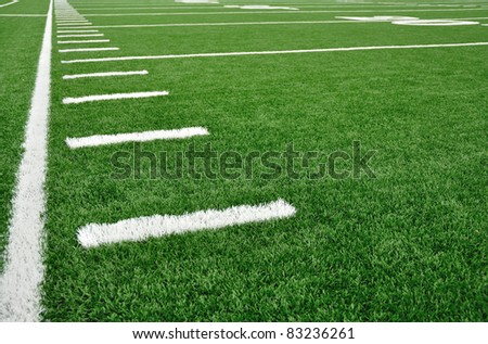 Sideline on a American Football Field with Hash Marks