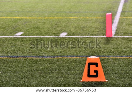 Goal Line on American Football Field at Night