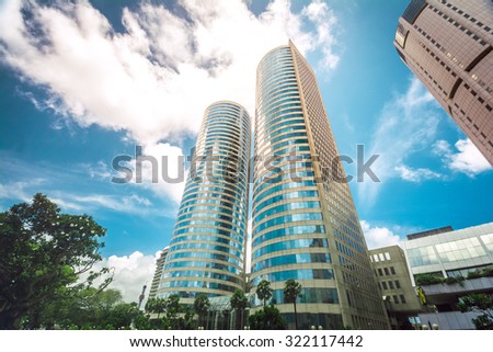 COLOMBO - AUG 23: World Trade Center and Bank of Ceylon buildings on August 23, 2015 in Colombo, Sri Lanka. World trade center is the tallest building in Sri Lanka located in Colombo