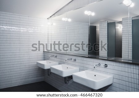 Bathroom minimalist style. Commercial bathroom.