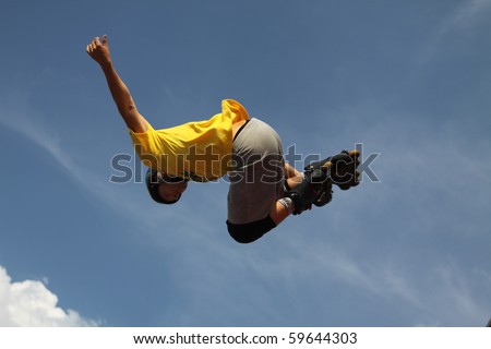 MOSCOW - JULY 31:Cesar Andrade (Brazil) performs a jump in Luzhniki Olympic Arena on July 31, 2010 in Moscow, Russia.